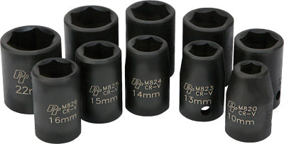 PERFORMANCE 10 PC 1/2" MET IMP SKT SET SHA LLOW M593DB