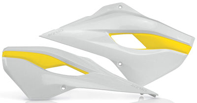 ACERBIS RADIATOR SHROUD- HUSKY WHITE/YELLOW PART# 2393411070 NEW