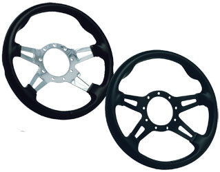 BILLET EQUIP. STEERING WHEEL BLACK RHINO PART# 95-YRSW4-BL NEW