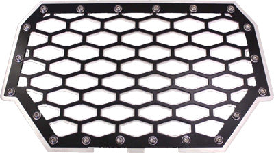 MODQUAD 2-PANEL FRONT GRILL (BLACK/SILVER) PART# RZR-FG2-BLK