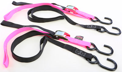 POWERTYE CAM BUCKLE SOFT-TYE TIE-DOWNS BLACK/PINK 1"X6' PART# 23627