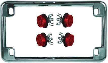 CHRIS PRODUCTS LICENSE PLATE FRAME W/4 AMBER REFLECTORS (CHROME) PART# 601 NEW