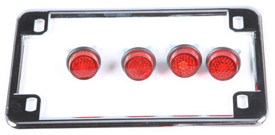 CHRIS PRODUCTS LICENSE PLATE FRAME W/4 RED RE FLECTORS (CHROME) 602