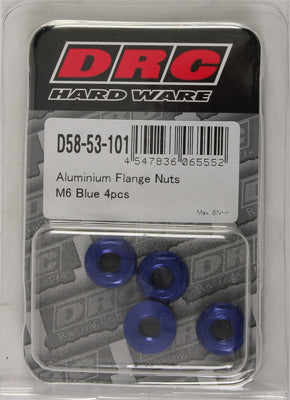 DRC ALUMINUM FLANGE NUTS BLUE M6X12MM 4/PK PART# D58-53-101
