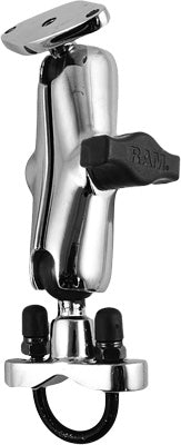 RAM HANDLEBAR RAIL MOUNT CHROME W/STAINLESS STEEL U-BOLT BASE RAM-B-149CH