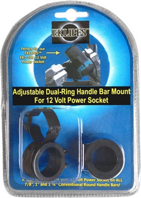 EKLIPES ADJUSTABLE DUAL-RING HANDLE BAR MOUNT (BLACK) PART# EK1-161B NEW