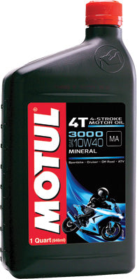 MOTUL 3000 PETROLEUM OIL 10W-40 1QT PART# 2801QTA