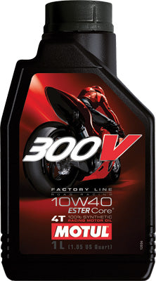 MOTUL 300V 4T COMPETITION SYNTHETIC OIL 10W-40 LITER PART# 101348 / 104118