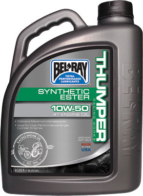 BEL-RAY THUMPER SYNTHETIC ESTER 4T ENGINE OIL 10W-50 4L PART# 99550-B4LW