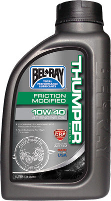 BEL-RAY THUMPER FRICTION MODIFIED 4T ENGINE OIL 10W-40 1L PART# 99220-B1LW