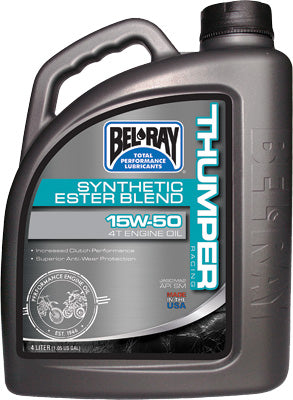BEL-RAY THUMPER SYNTHETIC ESTER BLEND 4T ENGINE OIL 15W-50 4L PART# 99530-B4LW