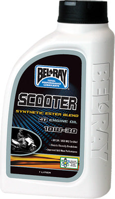 BEL-RAY SCOOTER SYNTHETIC ESTER BLEND 4T ENGINE OIL 10W-30 1LT PART# 99430B1LW