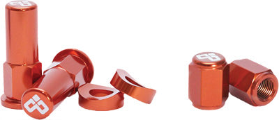 DUBYA RIM LOCK NUT & VALVE CAP KIT ORANGE #68-051O