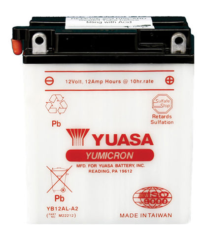 YUASA YUAM22212 YB12AL-A2 YUMICRON-12 VOLT BATTERY
