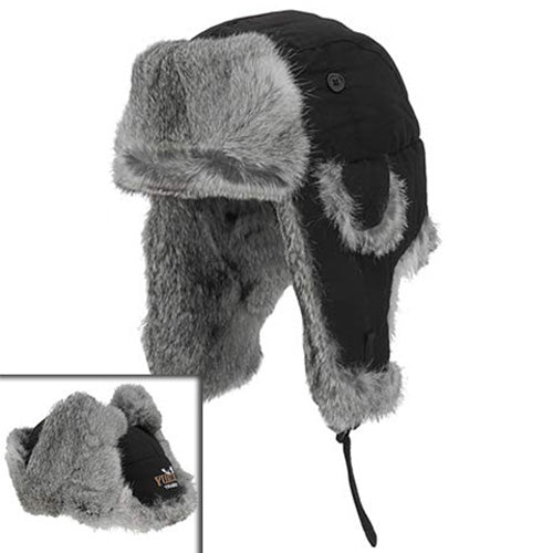 YUKON HG602 TASLAN ALASKAN HAT BLACK WITH GRAY FUR LARGE