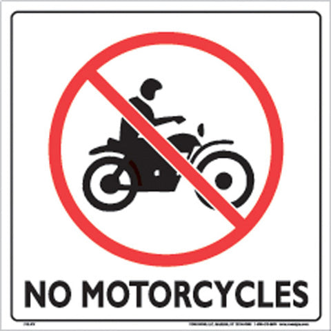 VOSS SIGNS 321 NMC WP WHITE PLASTIC SIGN 12" NO MOTORCYCLES