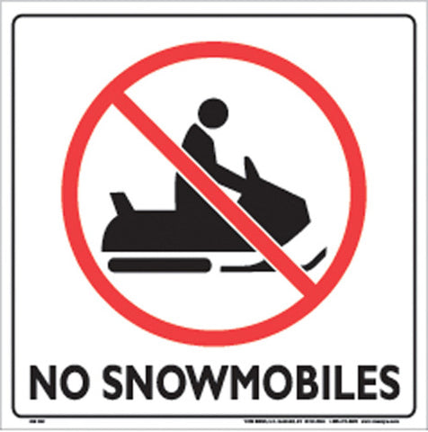 VOSS SIGNS 328 NSB WP WHITE PLASTIC SIGN 12" NO SNOWMOBILES