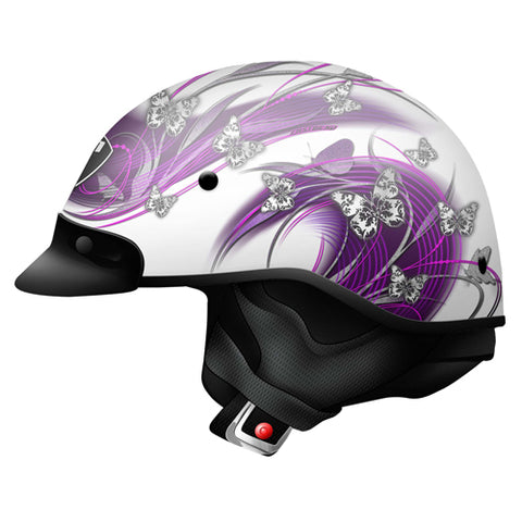 ZOAN 031-207 ROUTE 66 HALF HELMET BUTTERFLY PINK WHT XL