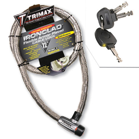 TRIMAX TIRMAX IRONCLAD FLEXIBLE ARMOR PLATED CABLE LOCK - 72" X 26MM TG3072SX