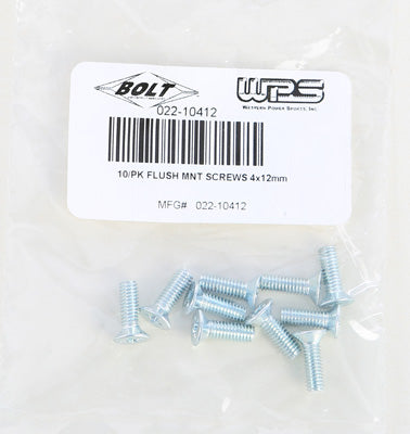 BOLT FLUSH MOUNT PHILLIPS SCREWS 4X .7X12MM 10/PK PART# M412FHS-STL