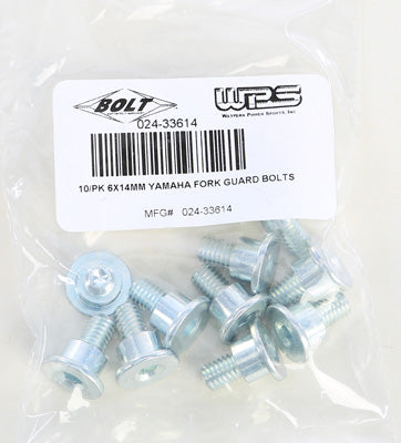 BOLT YAMAHA FORK GUARD BOLTS M6X14MM 10/PK PART# 024-33614 NEW