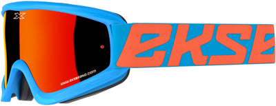 EKS BRAND FLAT OUT GOGGLE CYAN BLUE W/ RED MIRROR 067-10460