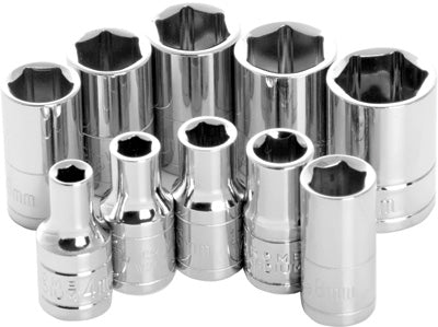 PERFORMANCE 10 PC 1/4" MET SOCKET SET SHAL LOW W36202