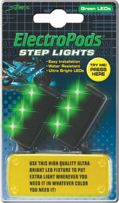 STREETFX STEP LIGHTS BLACK W/GREEN LED 2/PK PART# 1043043 NEW