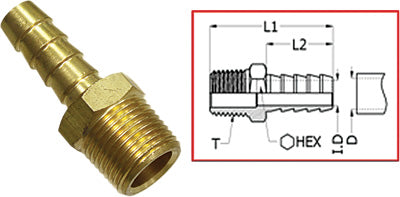 SPI 1/4 PIPE TO 1/4 HOSE BARB FITT PART# MR-07305-1