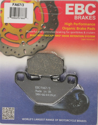 EBC BRAKE PADS PART# FA67/3 NEW