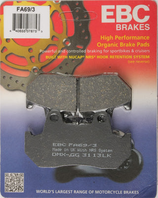EBC BRAKE PADS PART# FA69/3 NEW