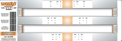 WOODYS STUDDING TEMPLATE 13.5-15" WID E 128" TRACKS PART# 128-TEMP