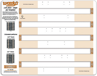 WOODYS STUDDING TEMPLATE 2.86" PITCH SINGLE PLY PART# 286S-TEMP