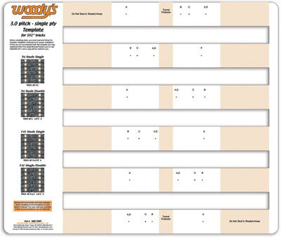 WOODYS STUDDING TEMPLATE 3.0" PITCH S INGLE PLY PART# 300S-TEMP