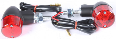K S TURN SIGNAL STYLE 2 BLACK W/RED LENS PART# 25-8335BK NEW