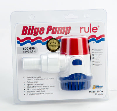 RULE NON-AUTOMATIC BILGE PUMP 500 G PH PART# 25D-6WC