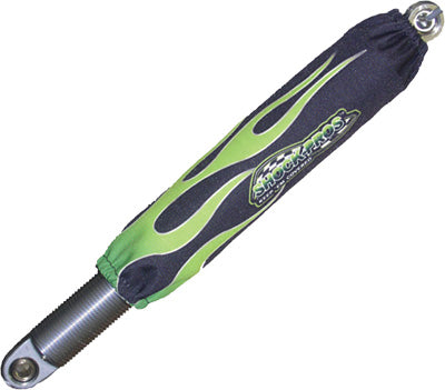 SHOCKPROS SHOCK COVERS BLACK W/GREEN FLAMES A104GRFL