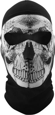 ZAN BALACLAVA COOLMAX EXTREME FULL MASK B&W SKULL PART# WBC002NFME