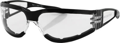 BOBSTER SHIELD II SUNGLASSES BLACK W/CLEAR LENS PART# ESH203