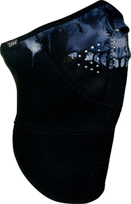 ZAN NEO-X HALF MASK MIDNGHT SKULL 3 PANEL W/ BAMBOO FILTER WNX417H3