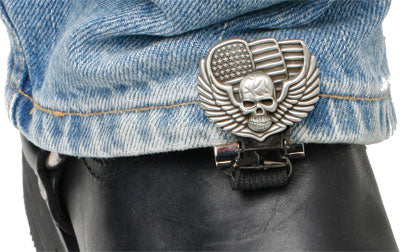 RYDER CLIPS STIRRUP/STRAP BOOT TYPE (SKULL/WINGS) PART# SWS-FC