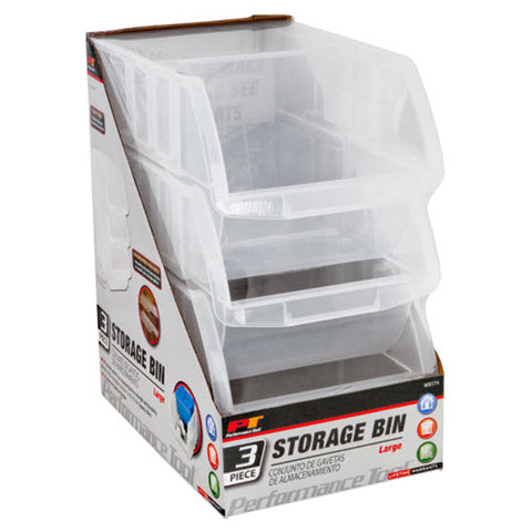 PERFORMANCETOOL 3PC CLEAR BINS LARGE W5174