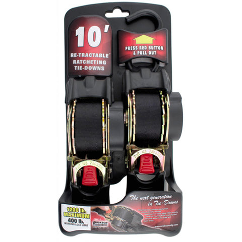 ERICKSON 1" X 10' 1200 LB RE-TRACTABLE RACHET TIE DOWN BLACK 34415