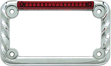 SDC LED LICENSE PLATE FRAME TWISTED CHROME W/RED LENS 2002