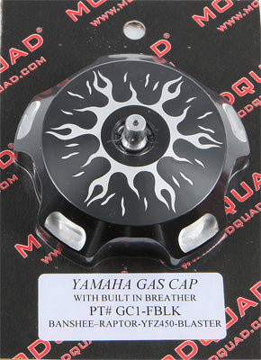 MODQUAD BILLET GAS CAP (BLACK FLAMES) GC1-FBLK