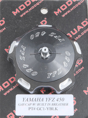 MODQUAD BILLET GAS CAP (BLACK LOGO) PART# GC1-YBLK NEW