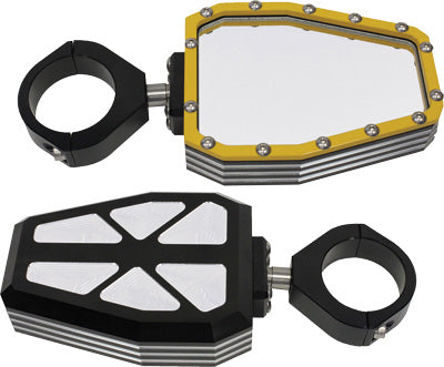 MODQUAD BILLET SIDE MIRRORS DIAMOND W/BEZEL YELLOW 1.75" R-SIDE-BEZ-Y