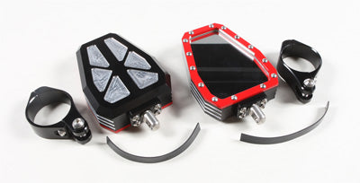 MODQUAD BILLET SIDE MIRRORS DIAMOND W/BEZEL RED 2" PART# CA-SIDE-BEZ-RD