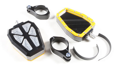 MODQUAD BILLET SIDE MIRRORS DIAMOND W/BEZEL YELLOW 2" PART# CA-SIDE-BEZ-Y