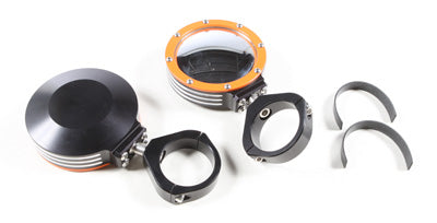 MODQUAD BILLET SIDE MIRRORS ROUND W/BEZEL ORANGE 2" PART# SIDE-2BEZ-OR